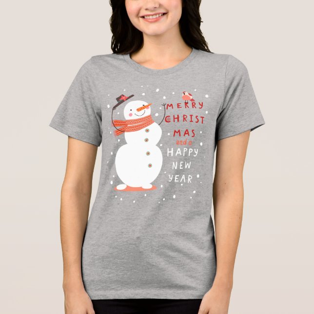 Camiseta Natal de Jolly Snowman - Desejos Quentes (Frente)