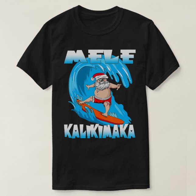 Camiseta Natal De Mele Kalikimaka No Havaí Papai Noel Su (Frente do Design)