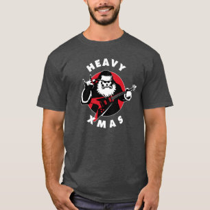 Camiseta Natal de Metal Pesado Guitarrista Papai Noel