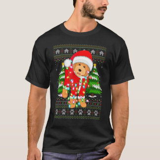 Camiseta Natal de Papais noeis de Goldendoododle iluminados