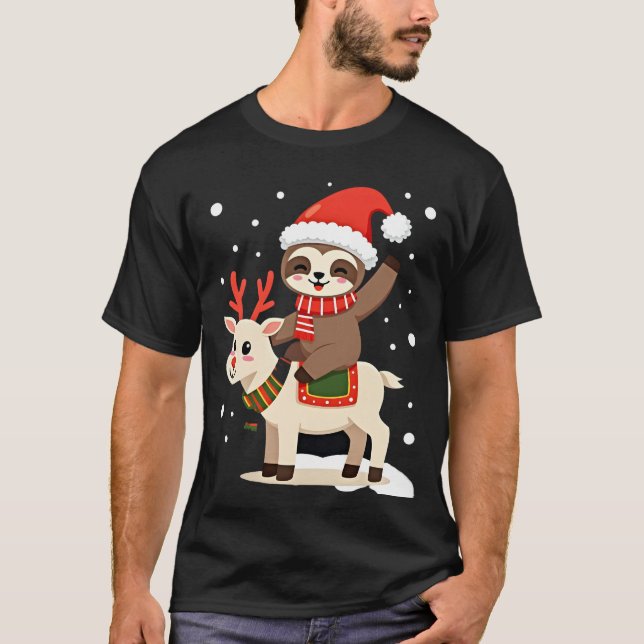 Camiseta Natal de Preguiça Alpaca (3) (Frente)
