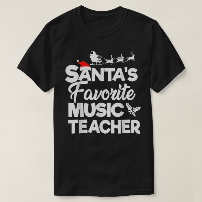 Camiseta Natal De Professores De Música Favoritos Santas -  (Frente do Design)
