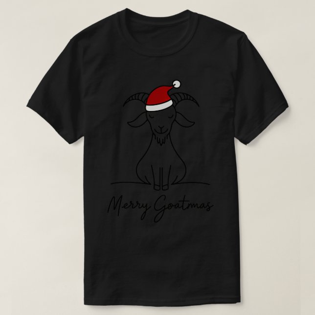 Camiseta Natal de Santa Hat de Goatmas feliz para Caprinos (Frente do Design)
