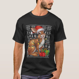 Camiseta Natal de Santa Hat Hare com estilo doce de Natal e
