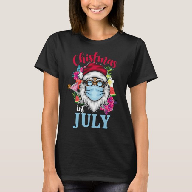 Camiseta Natal De Santa Hat No Verão De Julho (Frente)