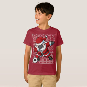 Camiseta Natal de toque ligeiro de Papai Noel do futebol