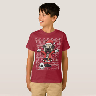 Camiseta Natal de toque ligeiro do Pug do papai noel do