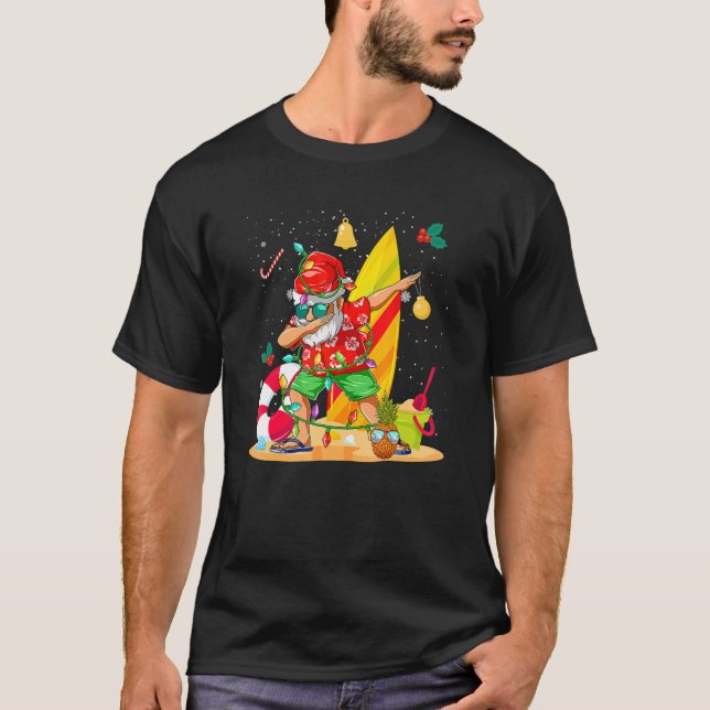Camiseta Natal de Verão de Santa Claus Surfer (Frente)