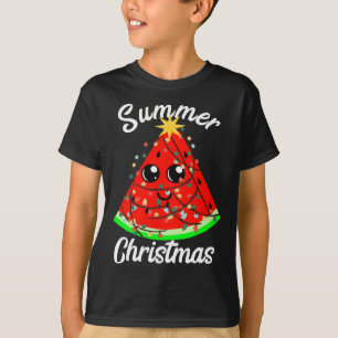 Camiseta Natal de Verão em Julho Melancia Árvore Frutífera