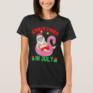 Camiseta Natal de Verão em Julho - Papai Noel Tropical Surf