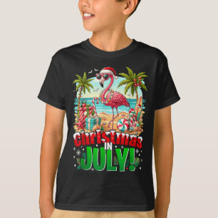 Camiseta Natal de Verão Havaiano Tropical Praia Flamingo Mu