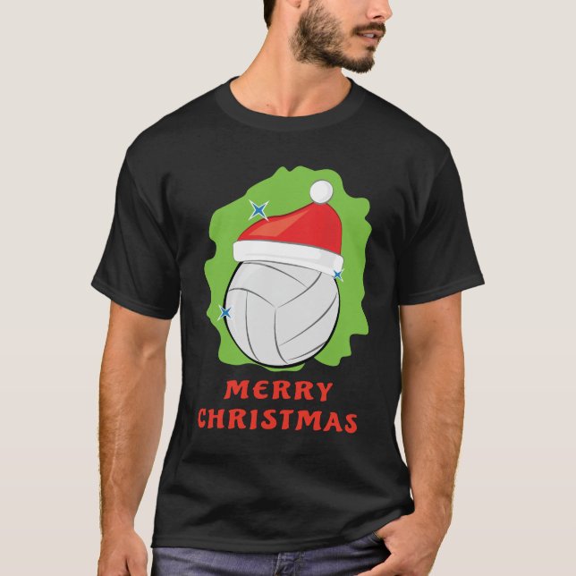 Camiseta Natal de Voleibol de feliz - Engraçado (Frente)
