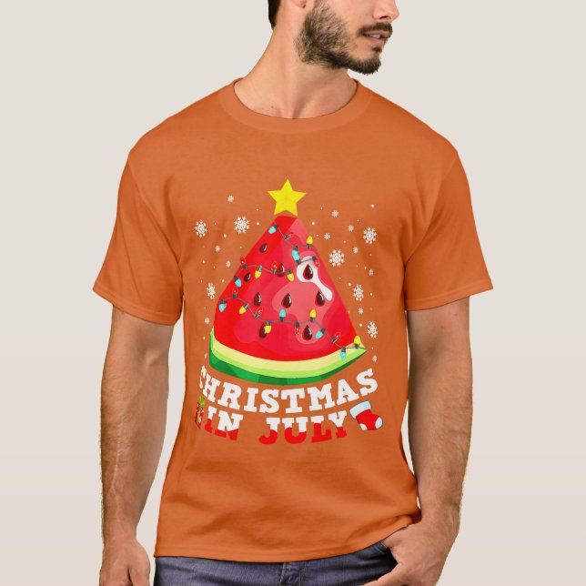 Camiseta Natal de Watermelon Christmasree em julho (Frente)