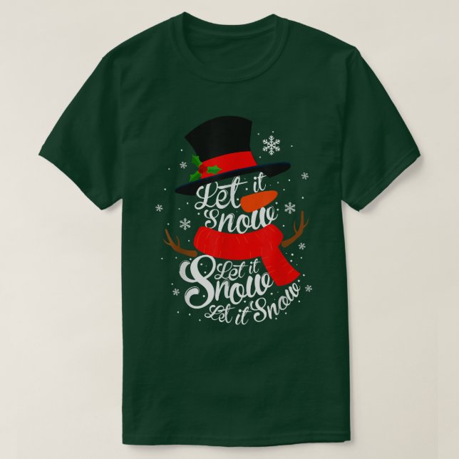 Camiseta Natal, Deixe Nevar, Boneco de Neve, Boneco de Neve (Frente do Design)