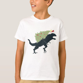 Camiseta Natal Dinossauro Divertido e Festivo