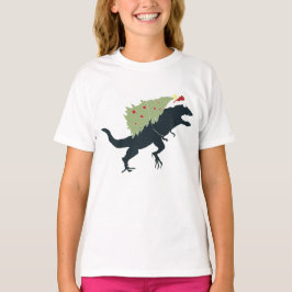 Camiseta Natal Dinossauro Divertido e Festivo