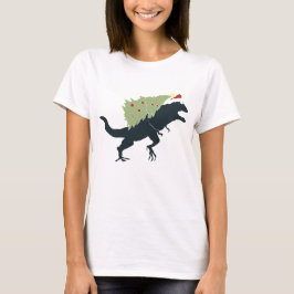 Camiseta Natal Dinossauro Divertido e Festivo