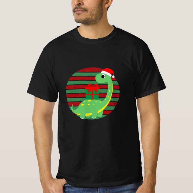 Camiseta natal dinossauro fofo (Frente)