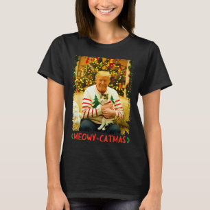 Camiseta Natal divertido de Trump para amantes de gatos Meo