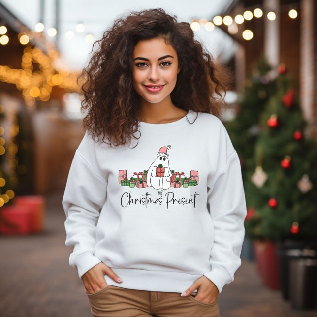 Camiseta Natal Divertido Fofo (Cute Funny Simple Humorous Ghost Of Christmas sweatshirt)
