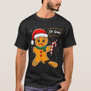 Camiseta Natal Divertido Oh Snap Homem de Biscoito de Gengi