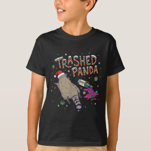 Camiseta Natal Divertido Panda Lixado Guaxinim Fica Bêbado