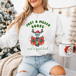 Camiseta Natal Divertido Pato Alegre e um Bom Livro