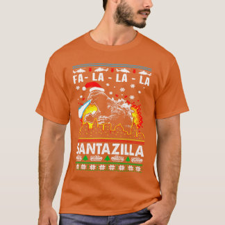 Camiseta Natal Divertido Santazilla Monstro Japonês Dinossa