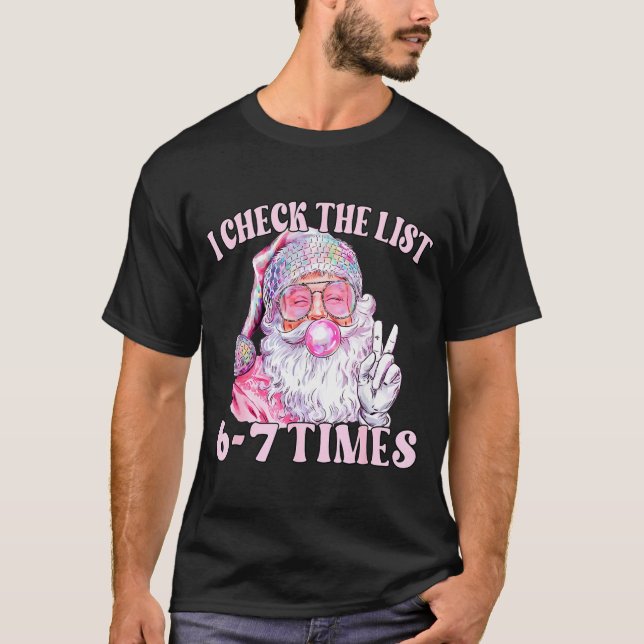 Camiseta Natal Divertido Seis Sete Meme Papai Noel Eu Verif (Frente)