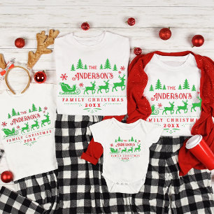 Camiseta Natal Divertido Vermelho Verde Nome Personalizado 