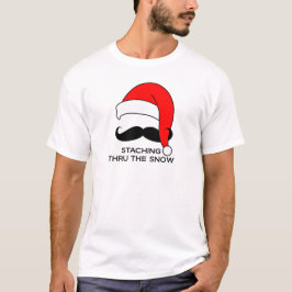 Camiseta Natal do bigode - Staching através da neve