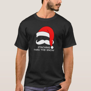 Camiseta Natal do bigode - Staching através da neve