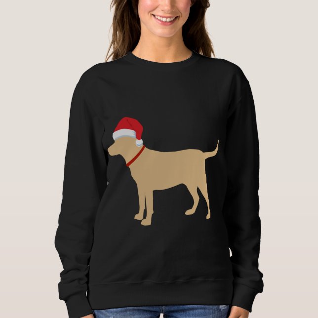 Camiseta Natal do Bloco Amarelo Santa Hat Cute Labrador (Frente)