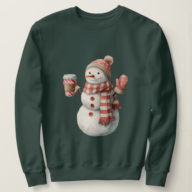Camiseta Natal do Boneco de Neve Branco Vermelho (Frente do Design)