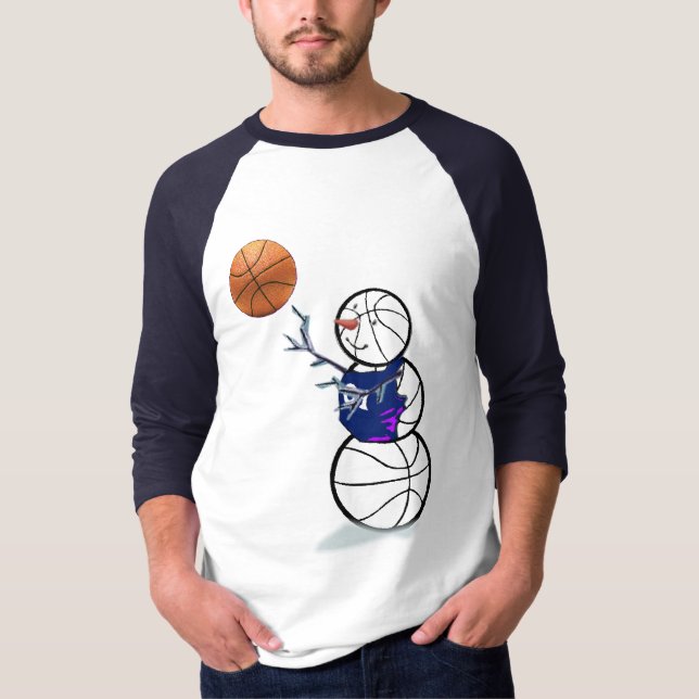 Camiseta Natal do boneco de neve do basquetebol (Frente)