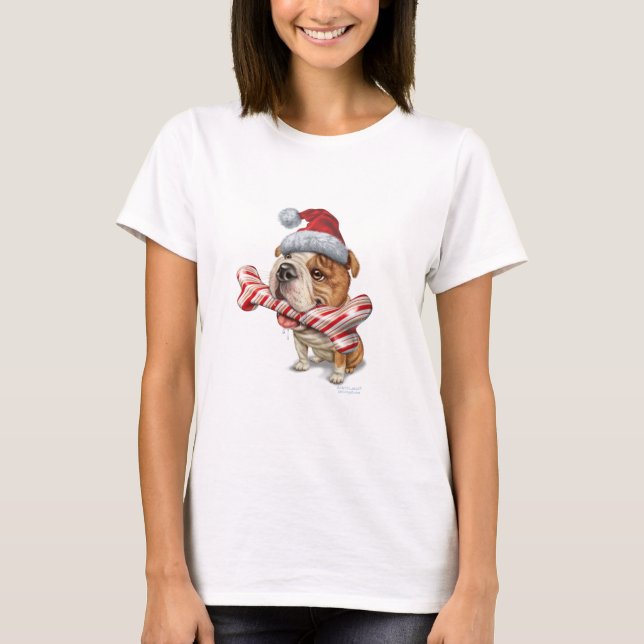 Camiseta Natal do buldogue (Frente)