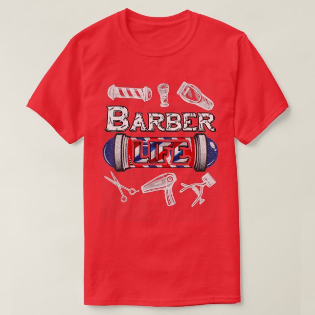 Camiseta Natal do Cabelo Barber Pole Barber de 27s (Frente do Design)