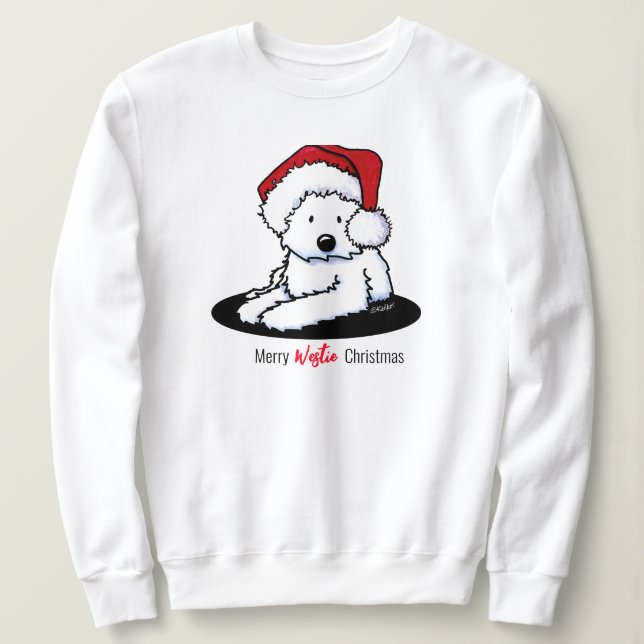 Camiseta Natal do Cachorro KiniArt Westie (Frente do Design)