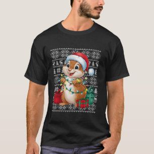 Camiseta Natal do Chipmunk de Santa Hat do Estilo do Sweate