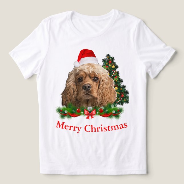 Camiseta Natal do Cocker Spaniel (Design frontal)