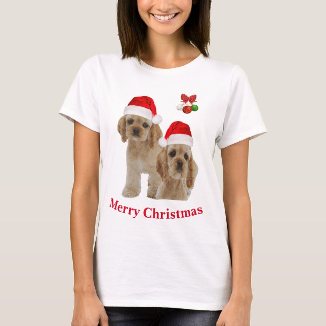 Camiseta Natal do Cocker Spaniel (Frente)