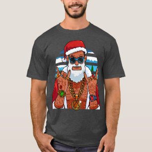 Camiseta Natal do Gangster do Papai Noel Negro