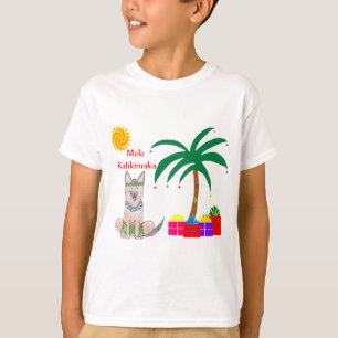 Camiseta Natal do Hawaiian do cão de pastor de Germman