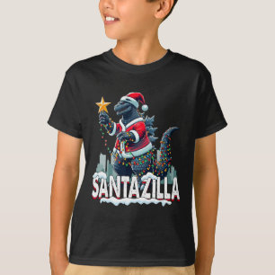 Camiseta Natal do Kaiju Santazilla Monstro Japonês Dinossa