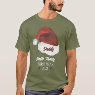 Camiseta Natal do Monograma da Família Pai Santa Hat