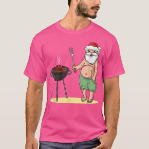 Camiseta Natal do Papai Noel CHURRASCO Havaiano em julho T-