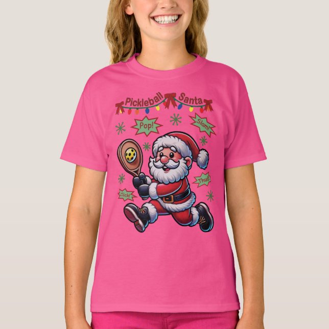 Camiseta Natal do Pickleball Papai Noel (Frente)