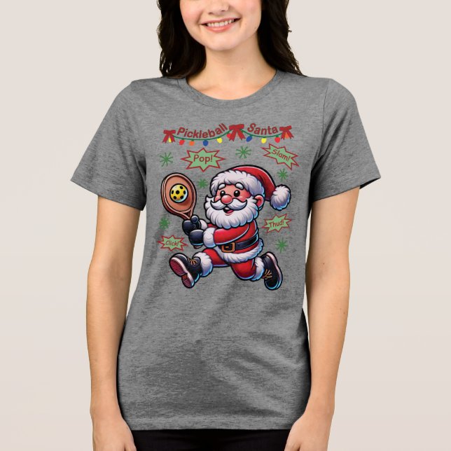 Camiseta Natal do Pickleball Papai Noel (Frente)