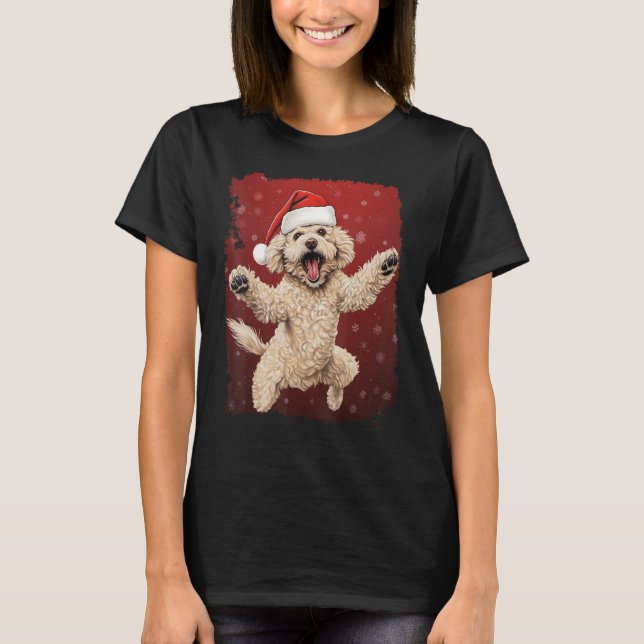 Camiseta Natal do Poodle do Cão Xmas (Frente)