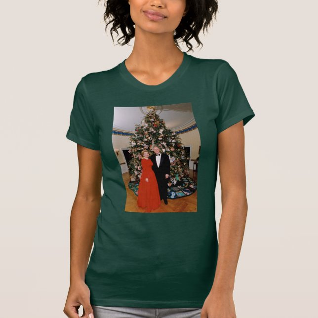 Camiseta Natal do Presidente dos EUA Bill Clinton & Hillary (Frente)